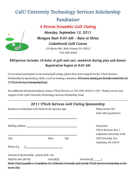 charity golf tournament registration form